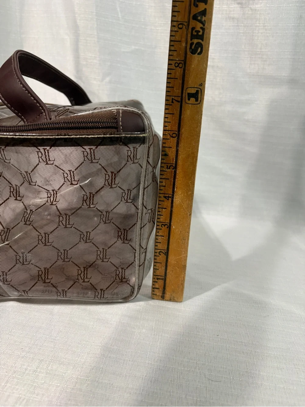 Ralph Lauren Clear w/ Brown RL Monogram Toiletry Bag